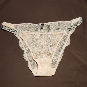 Victoria's Secret Light Pink Lace Bikini with Shine Strap Logo Waistband XL NWT